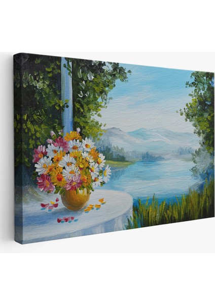 Yaz Deniz Manzarası Yağlıboya Görünüm Dekoratif Kanvas Duvar TABLOSU-3498