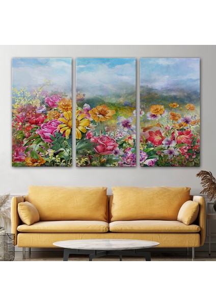 Çok Renkli Çiçekler Manzara Kanvas Duvar TABLOSU-3426 modelleri
