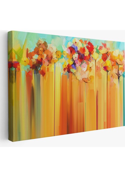 Soyut Çiçekler Yağlıboya Görünüm Dekoratif Kanvas Duvar TABLOSU-3541