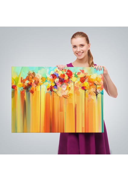 Soyut Çiçekler Yağlıboya Görünüm Dekoratif Kanvas Duvar TABLOSU-3541 fırsatları