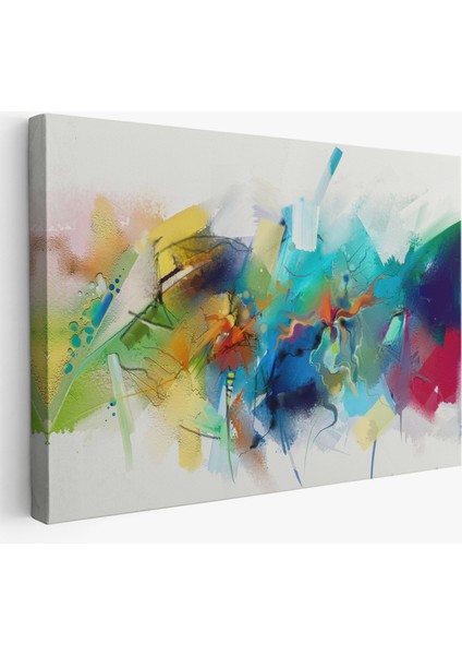 Soyut Fırça Darbeleri Ile Yağlıboya Görünüm Dekoratif Kanvas Duvar TABLOSU-3561
