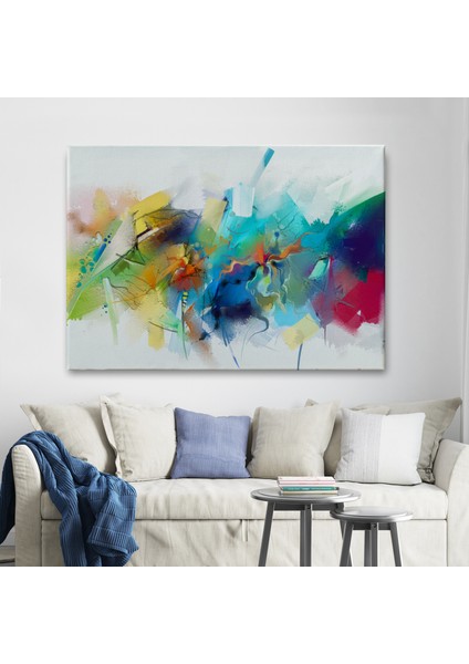 Soyut Fırça Darbeleri Ile Yağlıboya Görünüm Dekoratif Kanvas Duvar TABLOSU-3561 fiyatları