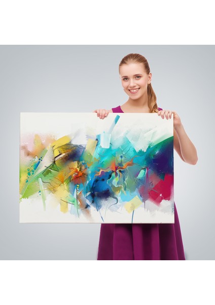 Soyut Fırça Darbeleri Ile Yağlıboya Görünüm Dekoratif Kanvas Duvar TABLOSU-3561 fırsatları
