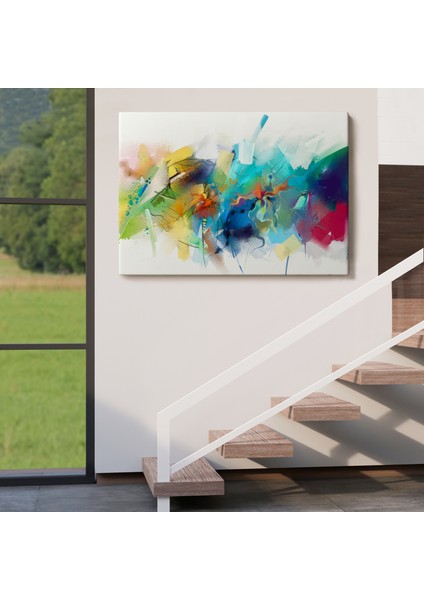 Soyut Fırça Darbeleri Ile Yağlıboya Görünüm Dekoratif Kanvas Duvar TABLOSU-3561 indirimleri