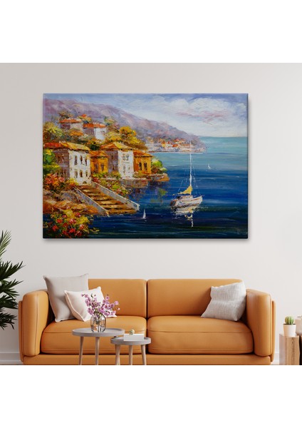 Yunanistan Harbor View Manzaralı Yağlıboya Görünüm Dekoratif Kanvas Duvar TABLOSU-3532 fiyatları