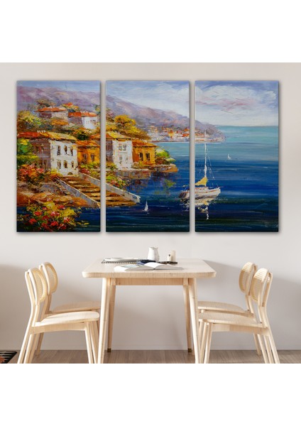 Yunanistan Harbor View Manzaralı Yağlıboya Görünüm Dekoratif Kanvas Duvar TABLOSU-3532 modelleri