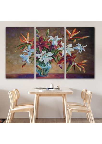 Zambak Çiçekleri Yağlıboya Görünüm Dekoratif Kanvas Duvar TABLOSU-3602 modelleri