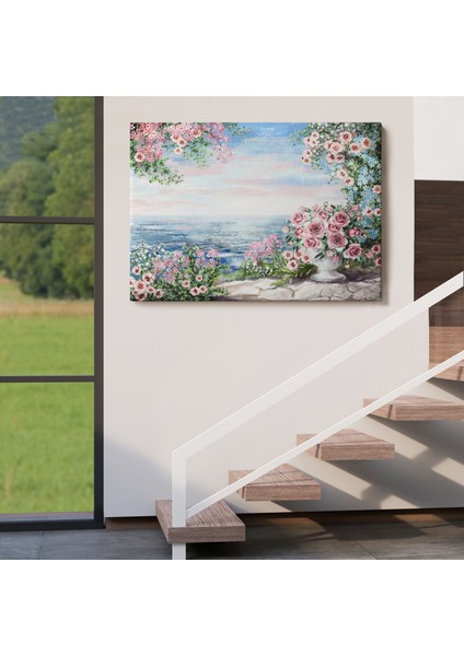 Okyanus Manzaralı Yağlıboya Görünüm Dekoratif Kanvas Duvar TABLOSU-3509 indirimleri