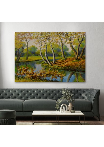 Nehir Manzaralı Yağlıboya Görünüm Dekoratif Kanvas Duvar TABLOSU-3617 fiyatları