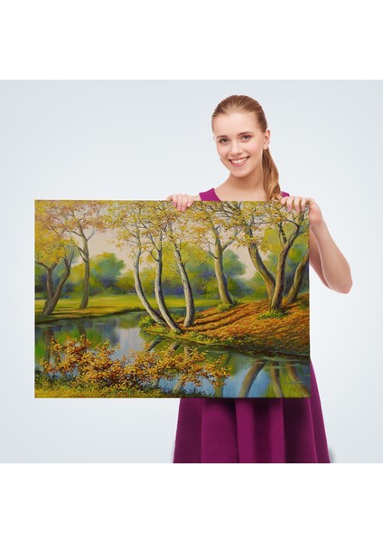 Nehir Manzaralı Yağlıboya Görünüm Dekoratif Kanvas Duvar TABLOSU-3617 fırsatları