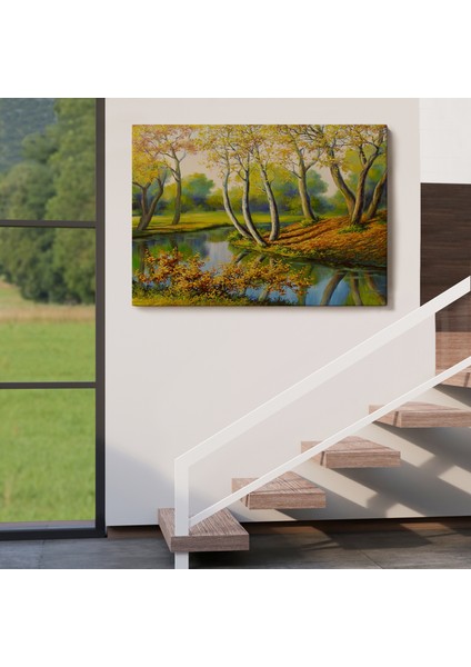 Nehir Manzaralı Yağlıboya Görünüm Dekoratif Kanvas Duvar TABLOSU-3617 indirimleri
