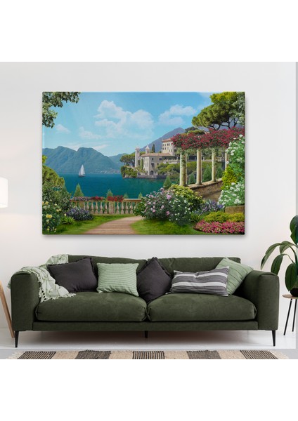 Italya Deniz Manzaralı Yağlıboya Görünüm Dekoratif Kanvas Duvar TABLOSU-3576 fiyatları