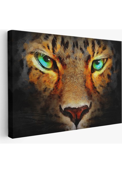 Gerçekçi Çita Gözleri Yağlıboya Görünüm Kanvas Duvar TABLOSU-3689