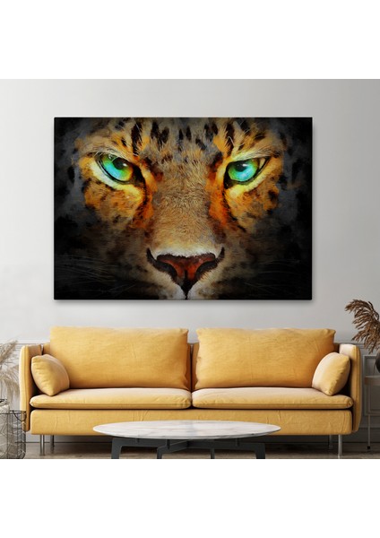Gerçekçi Çita Gözleri Yağlıboya Görünüm Kanvas Duvar TABLOSU-3689 fiyatları