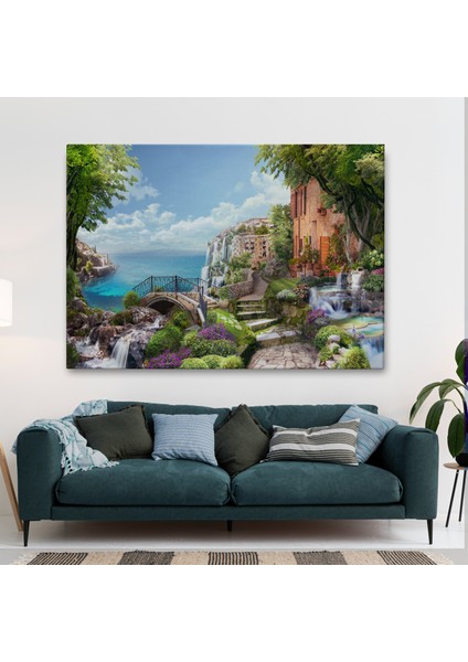 Eski Italyan Evleri Yağlıboya Görünüm Dekoratif Kanvas Duvar TABLOSU-3657 fiyatları