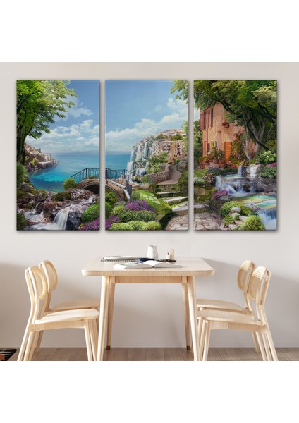 Eski Italyan Evleri Yağlıboya Görünüm Dekoratif Kanvas Duvar TABLOSU-3657 modelleri