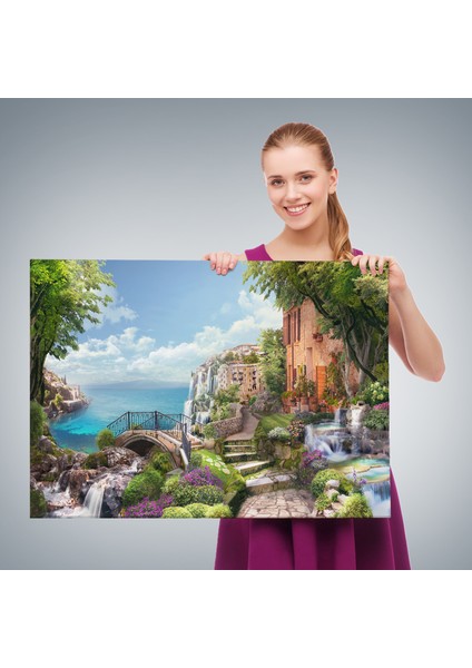 Eski Italyan Evleri Yağlıboya Görünüm Dekoratif Kanvas Duvar TABLOSU-3657 fırsatları