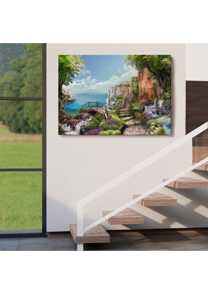 Eski Italyan Evleri Yağlıboya Görünüm Dekoratif Kanvas Duvar TABLOSU-3657 indirimleri