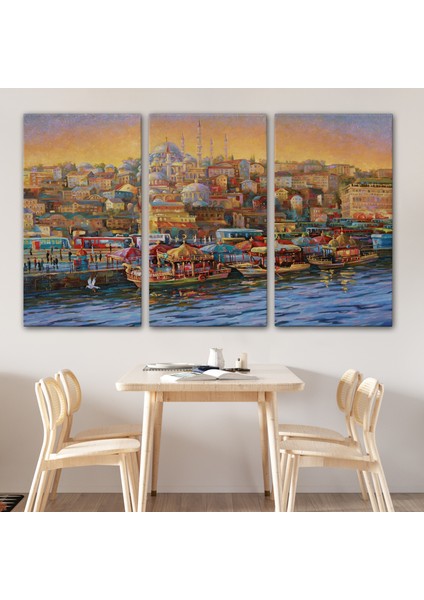 Eminönü Balıkçı Tekneleri Yağlıboya Görünümlü Kanvas TABLO-3598 modelleri