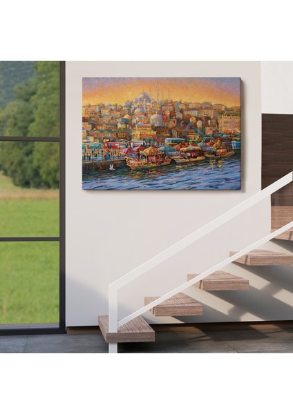 Eminönü Balıkçı Tekneleri Yağlıboya Görünümlü Kanvas TABLO-3598 indirimleri