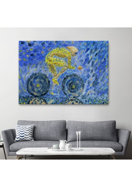 Yağmurda Süren Bisikletçi Yağlıboya Görünüm Dekoratif Kanvas Duvar TABLOSU-3609 fiyatları