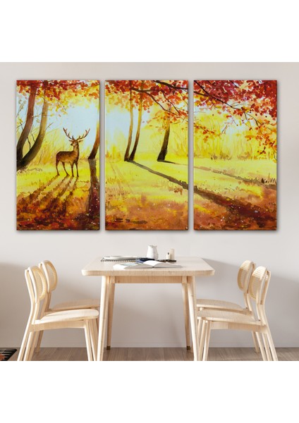 Baharda Ormanda Bir Geyik Yağlıboya Görünüm Kanvas TABLO-3745 modelleri