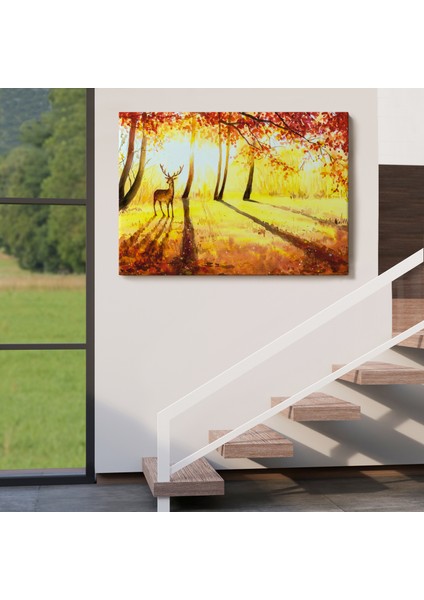 Baharda Ormanda Bir Geyik Yağlıboya Görünüm Kanvas TABLO-3745 fırsatları