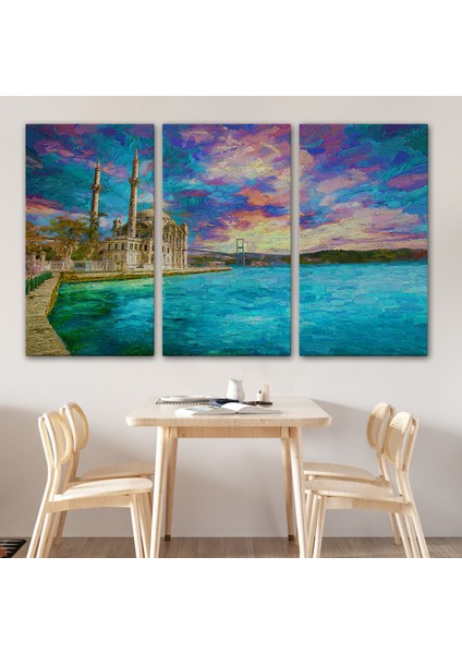 Fırça Darbeleri ile Soyut Yağlıboya Görünüm Dekoratif Kanvas Duvar TABLOSU-3760 modelleri