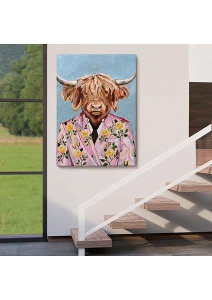 Pembe Ceketli Boğa Duvar TABLOSU-6350 fırsatları