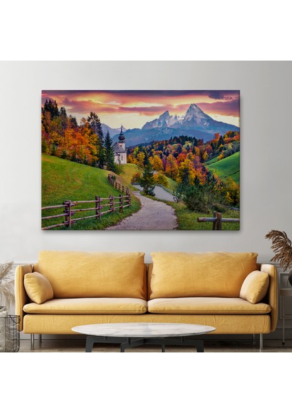 Hochkalter Dağı Maria Gern Kilisesi ve Alpler Dekoratif TABLO-3679 fiyatları