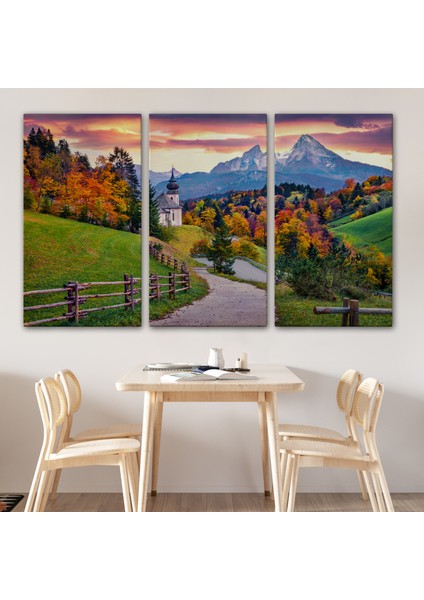Hochkalter Dağı Maria Gern Kilisesi ve Alpler Dekoratif TABLO-3679 modelleri