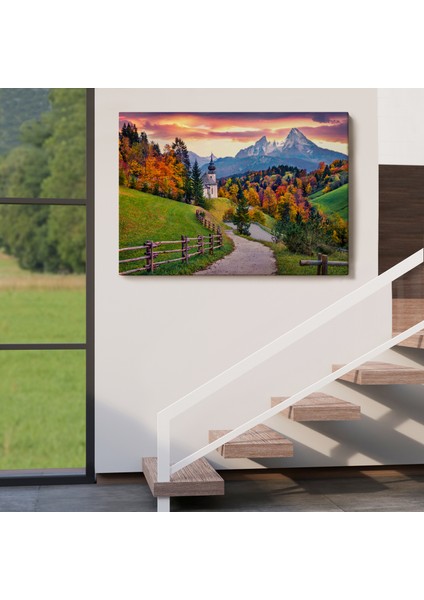 Hochkalter Dağı Maria Gern Kilisesi ve Alpler Dekoratif TABLO-3679 indirimleri