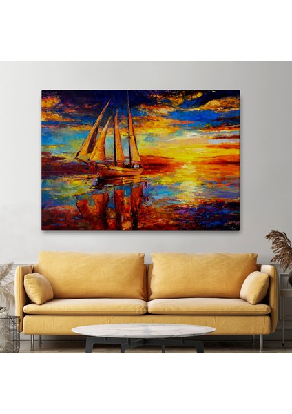 Deniz ve Yelkenli Manzarası Yağlıboya Görünüm Dekoratif Kanvas Duvar TABLOSU-3708 fiyatları