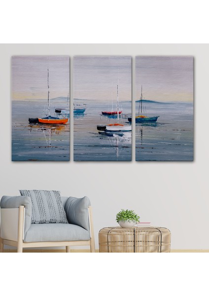 Deniz ve Yelkenliler Manzarası Yağlıboya Görünüm Dekoratif Kanvas Duvar TABLOSU-3710 modelleri
