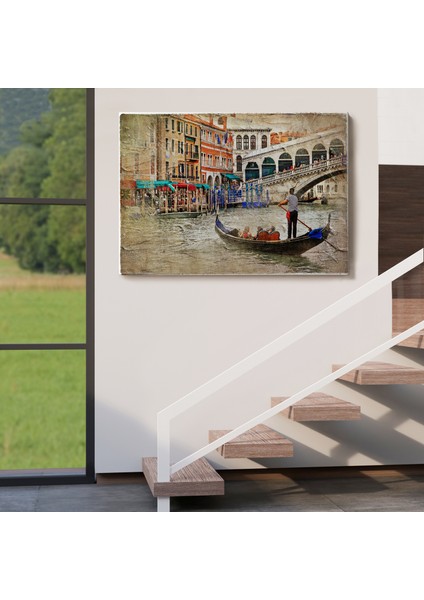 Venedik Kanalları Yağlıboya Çalışması Dekoratif TABLO-3427 indirimleri
