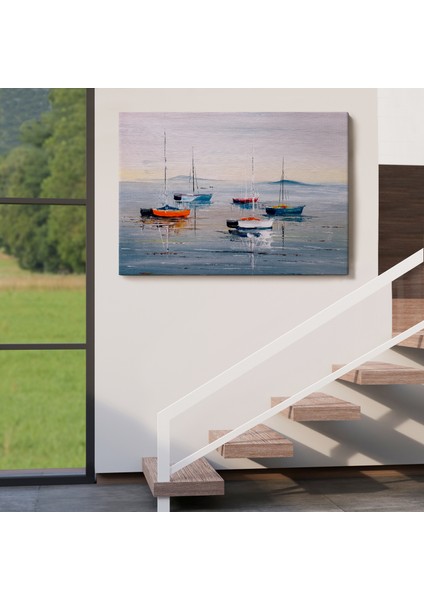 Deniz ve Yelkenliler Manzarası Yağlıboya Görünüm Dekoratif Kanvas Duvar TABLOSU-3710 indirimleri