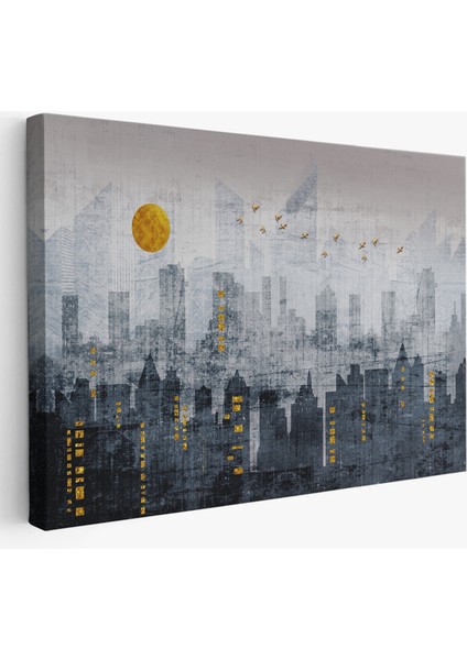 Modern Şehir Manzarasının Silueti Kanvas TABLO-5038