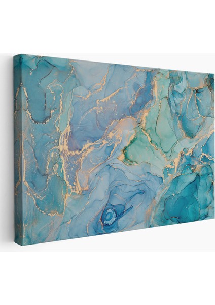 Mürekkep ve Alkol Elementleri ile Mermer Deseni Verilmiş Kanvas TABLO-5050