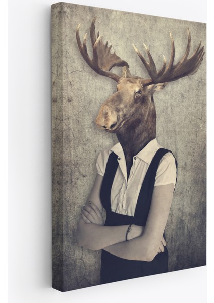 Geyik Kafalı Insan Kanvas TABLO-4984