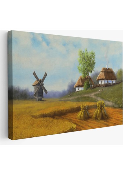 Ukrayna Köy Manzarası Yağlıboya Görünüm Dekoratif TABLO-3712