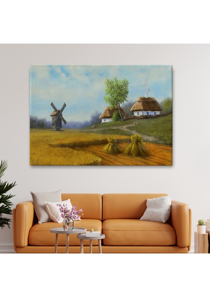 Ukrayna Köy Manzarası Yağlıboya Görünüm Dekoratif TABLO-3712 fiyatları