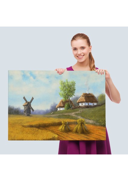 Ukrayna Köy Manzarası Yağlıboya Görünüm Dekoratif TABLO-3712 fırsatları