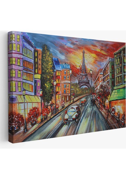 Eyfel Kulesi Manzaralı Yağlıboya Görünüm Dekoratif Kanvas Duvar TABLOSU-3726