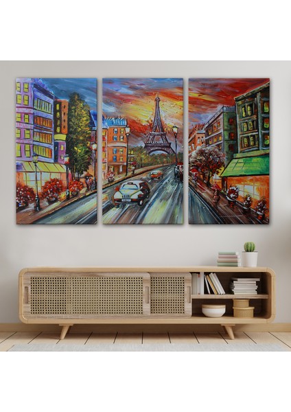 Eyfel Kulesi Manzaralı Yağlıboya Görünüm Dekoratif Kanvas Duvar TABLOSU-3726 modelleri
