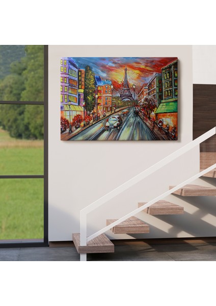 Eyfel Kulesi Manzaralı Yağlıboya Görünüm Dekoratif Kanvas Duvar TABLOSU-3726 indirimleri