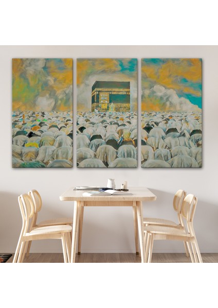 Mekke Kabe'de Kılınan Namazın Muhteşem Görüntüsü Kanvas TABLO-5052 modelleri