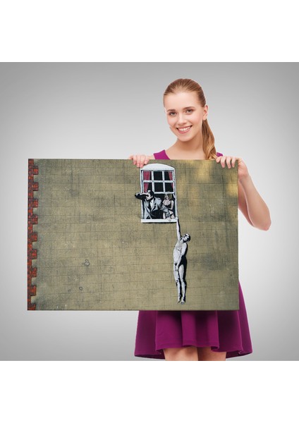 Banksy, Kocası Tarafından Basılan Kadın Kanvas TABLO-5093 fırsatları