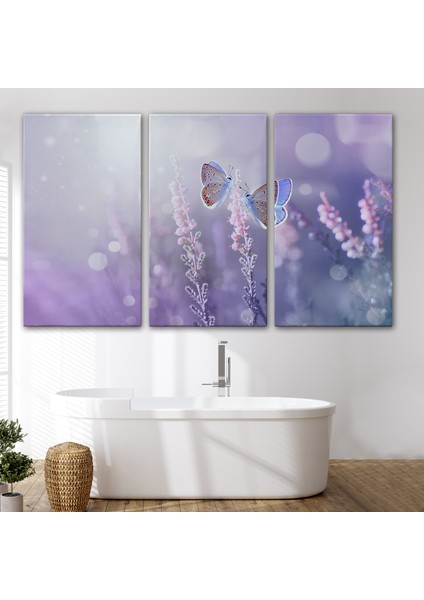 Lavanta Çiçeğindeki Zarif Kelebekler Dekoratif Kanvas Duvar TABLOSU-3704 modelleri