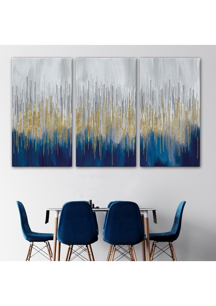 Mavi ve Gold'un Müthiş Uyumu Modern Kanvas TABLO-5046