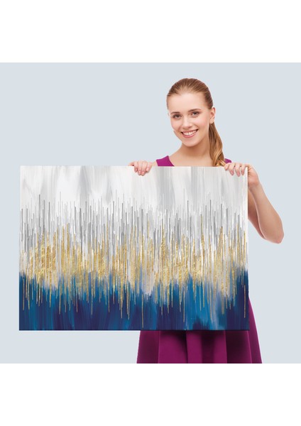 Mavi ve Gold'un Müthiş Uyumu Modern Kanvas TABLO-5046